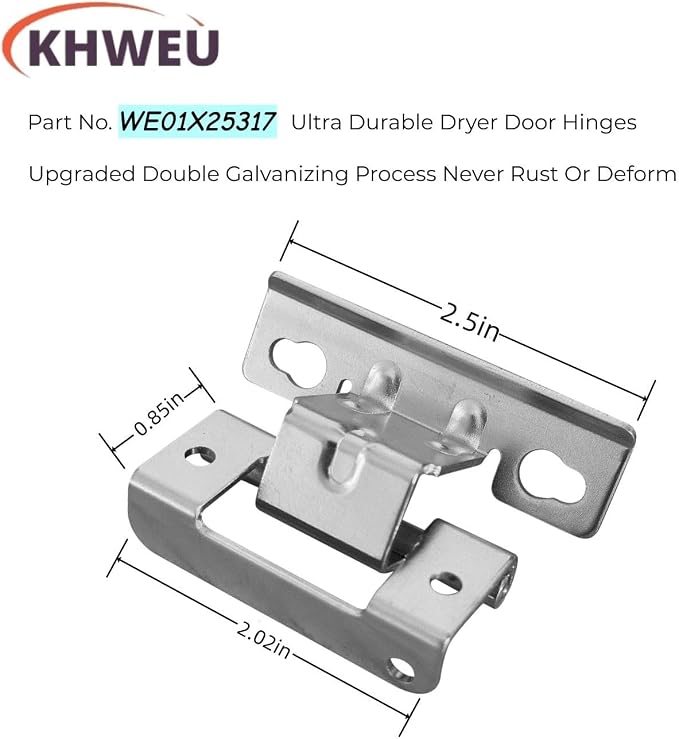 【Galvanized Ultra Durable】 2-Pcs WE01X25317 OEM Genuine Dryer Door Hinges | - Image 2