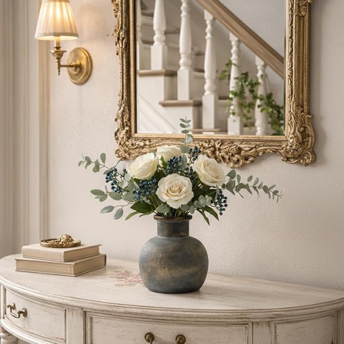 SIDUCAL Ceramic Rustic Farmhouse Vase | 6 Inch Pottery Decorative Flower | Boho - Image 6