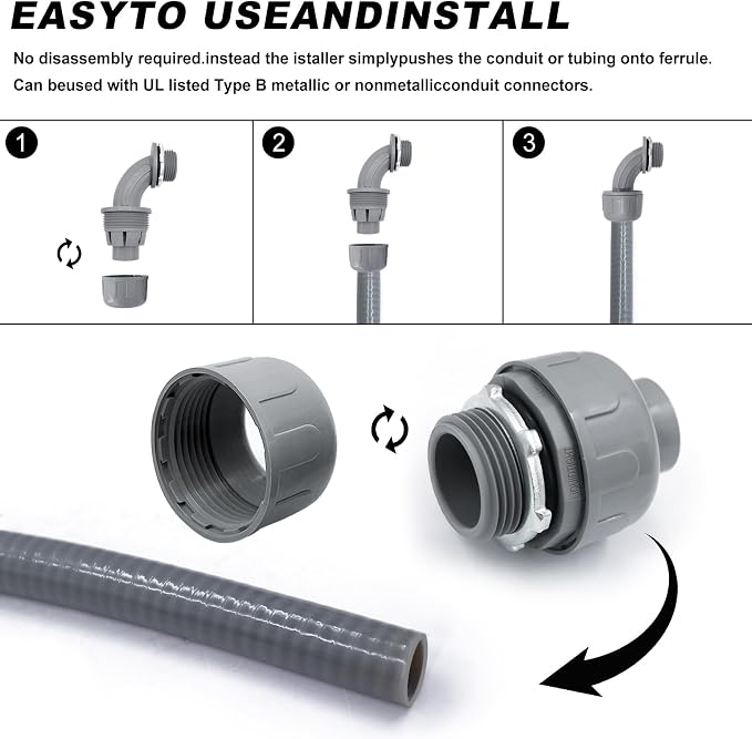 1-1/4 inch Liquid Tight Connector PVC Flexible Conduit Connector, 180 Degree - Image 5