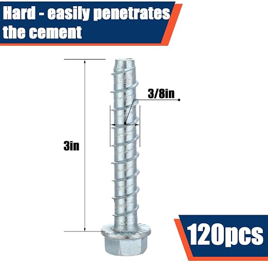 Tandefio 120 Pack 3/8 x 3 Concrete Anchors and Screw Kits Galvanized | Large - Image 2