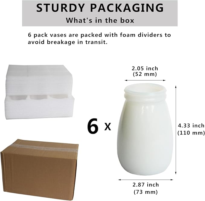 YANLING 6 Pack White Vase for Decor Small Ceramic Vase for Flowers | Bud Vases - Image 2