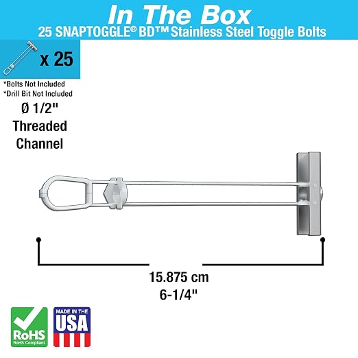 TOGGLER SNAPTOGGLE BDS Toggle Anchor 1/2-13 UNC, 25 Pack, w/o Bolts | 304 - Image 2