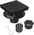 6 Inch Matte Black Square Shower Drain by MERRYDO