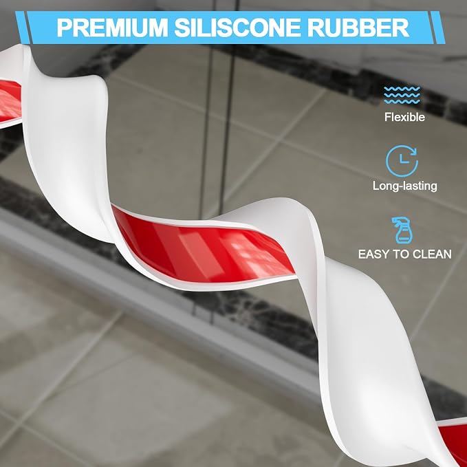 Duzzy 98 Inch Shower Threshold Water Dam Guard, Silicone Rubber Shower Door - Image 4
