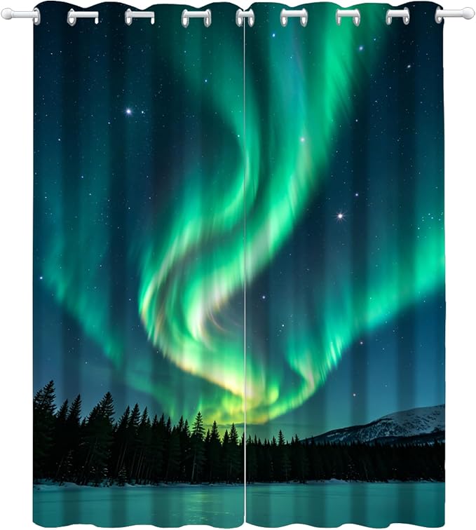 Aurora Starry Sky Curtain, Forest Night Sky Curtains - Image 2