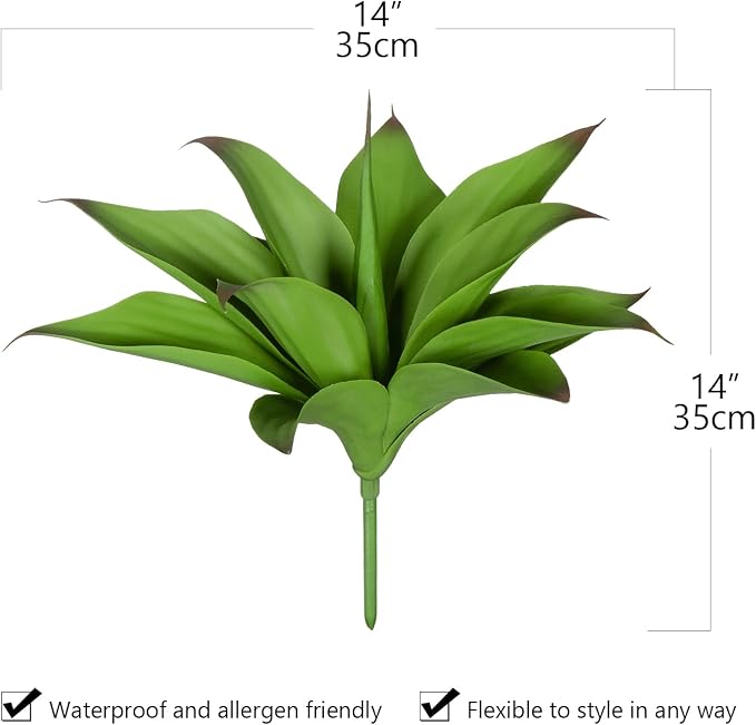 Ttranewsoo Artificial Agave Plants, 12.6" UV Resistant Fake Agave Planters - Image 2