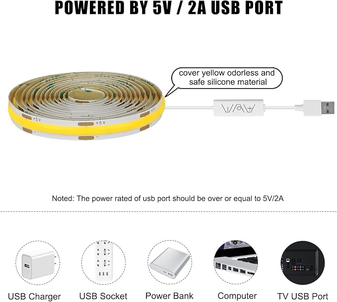 Tatazone 5V USB COB Led Strip Light - Image 6