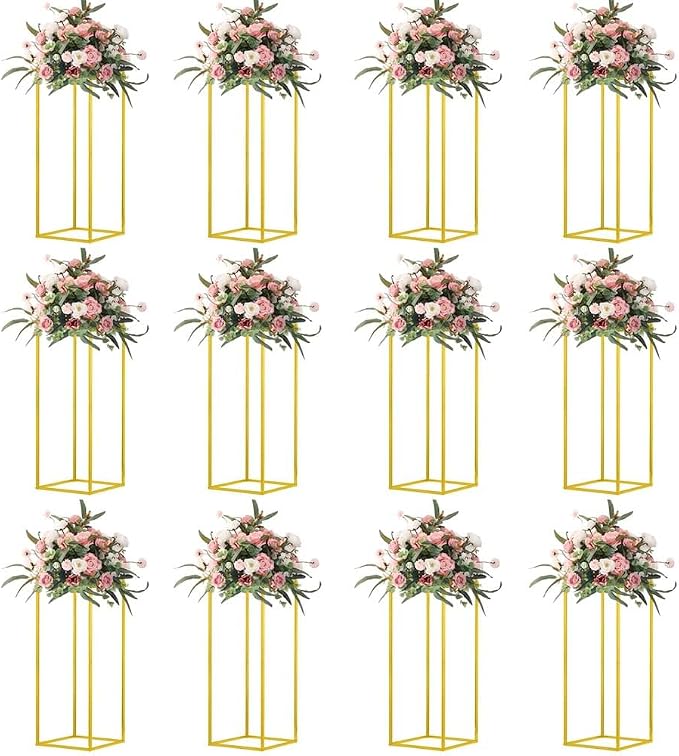 23.6inch 12 pcs Column Vases Gold Centerpieces by MEISHAONV