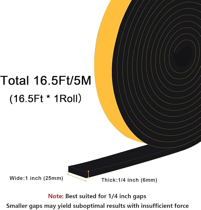 Heavy Duty Foam Sealing Tape for Garage Door & AC, Easy Install | Blocks drafts - Image 6