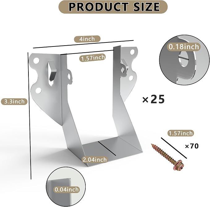 25 Pack 2x4 Joist Hangers with Screws - Image 3