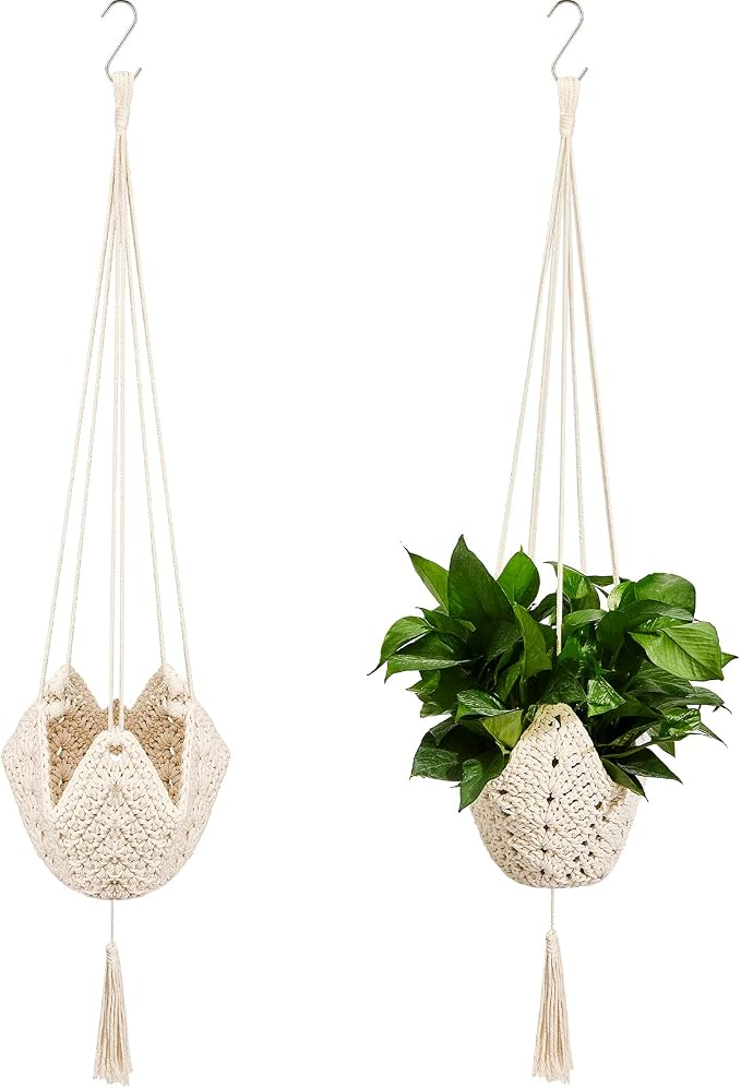 Shappy 2 Pack Boho Macrame Plant Hanger, Large Hanging Planter Plant Holder Pot by Shappy