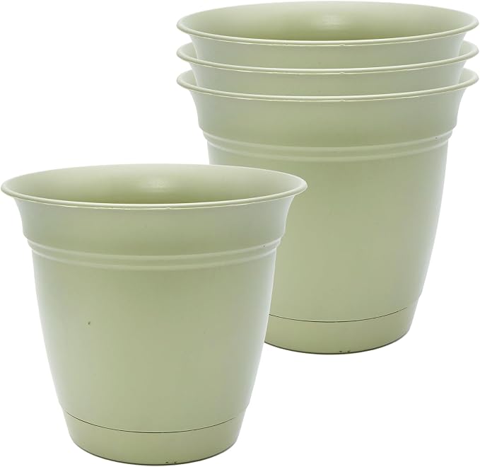The HC Companies Eclipse Round Planter Pot, 6 Inch, Attached Saucer, Drainage by TheHCCompanies