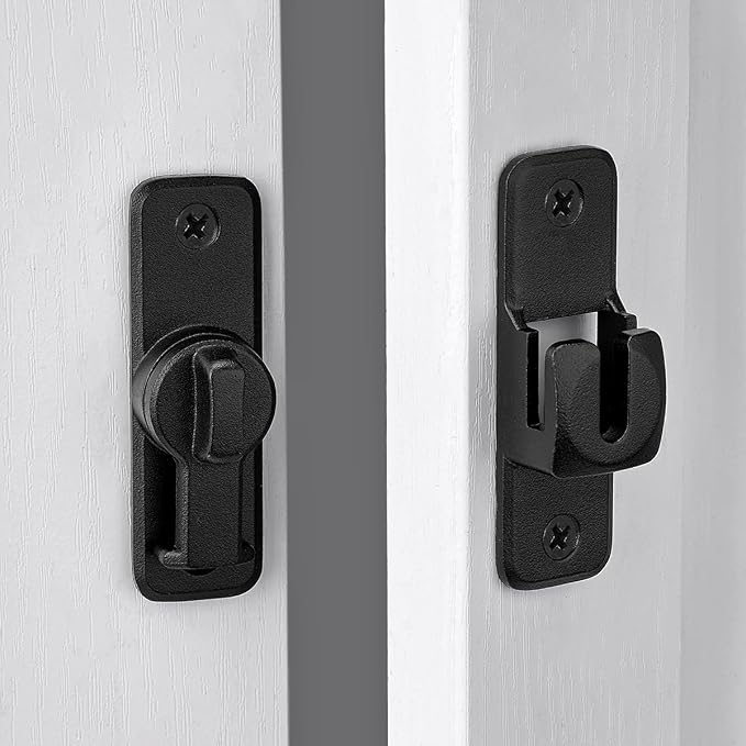 Matte Black 90/180 Degree Flip Latch, Zinc Alloy Barn Door Latch | Right Angle - Image 6