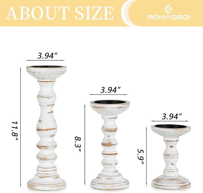 Romadedi Pillar Wood Candle Holders, Dining Tables Centerpieces. - Image 5