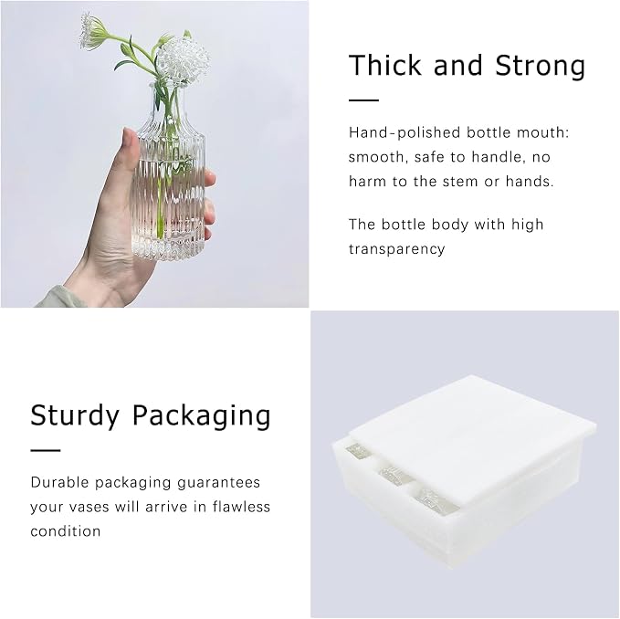 SUPMIND 5pcs Glass Bud Vase Set, Home Decor, Table Decoration, Baby Shower - Image 7