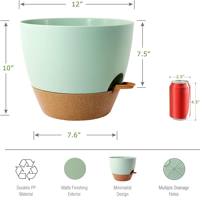 UOUZ 12 inch Large Self Watering Pots, Plastic Planters - Image 2