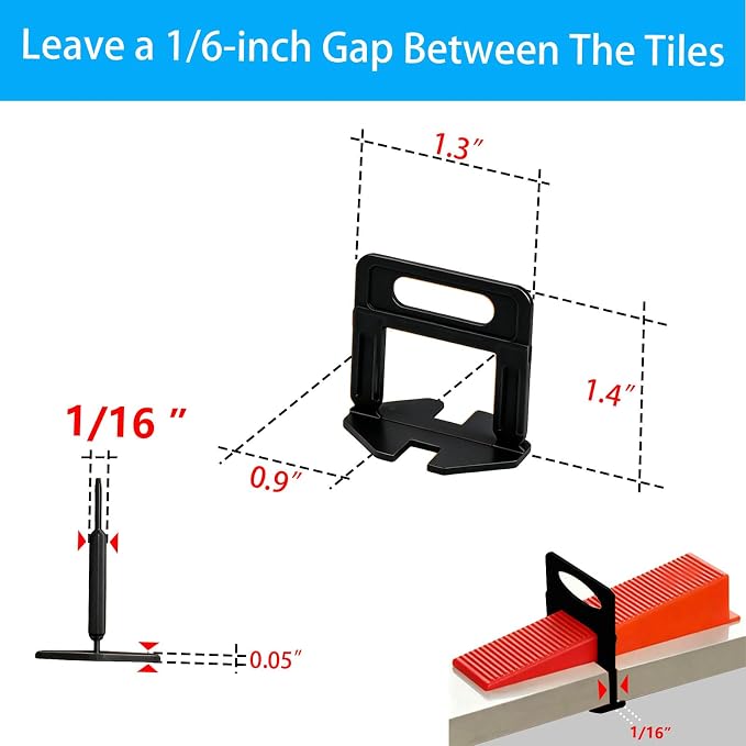 2000 Pcs Tile Leveling System Base Refill Pack, 1/16‘’ Tile Spacer, Suitable - Image 2