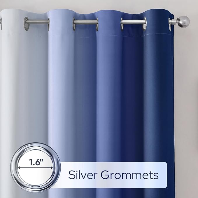 HOMEIDEAS Navy Blue Ombre Blackout Curtains, 52 X 84 Inch Length Gradient Color - Image 5