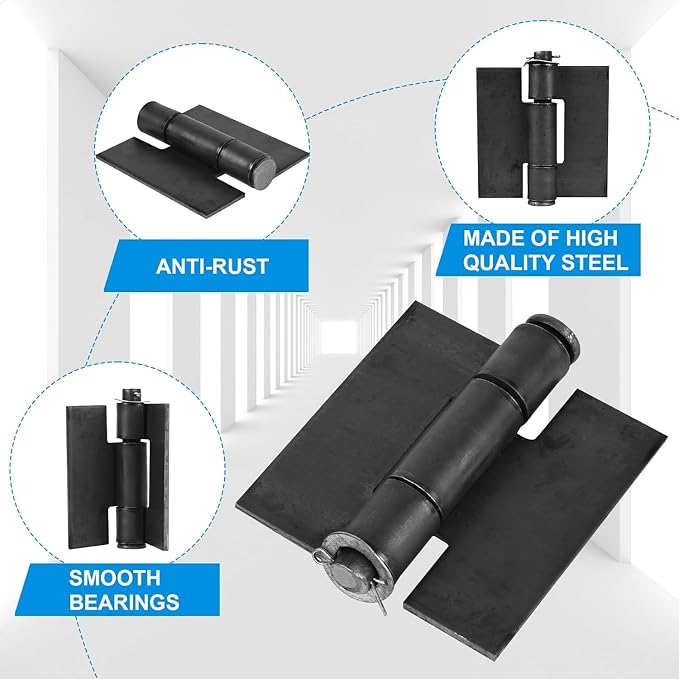 Weld On Hinges Extra Heavy Duty 4.4" x 4" Weldable Metal Butterfly Hinges Solid - Image 3