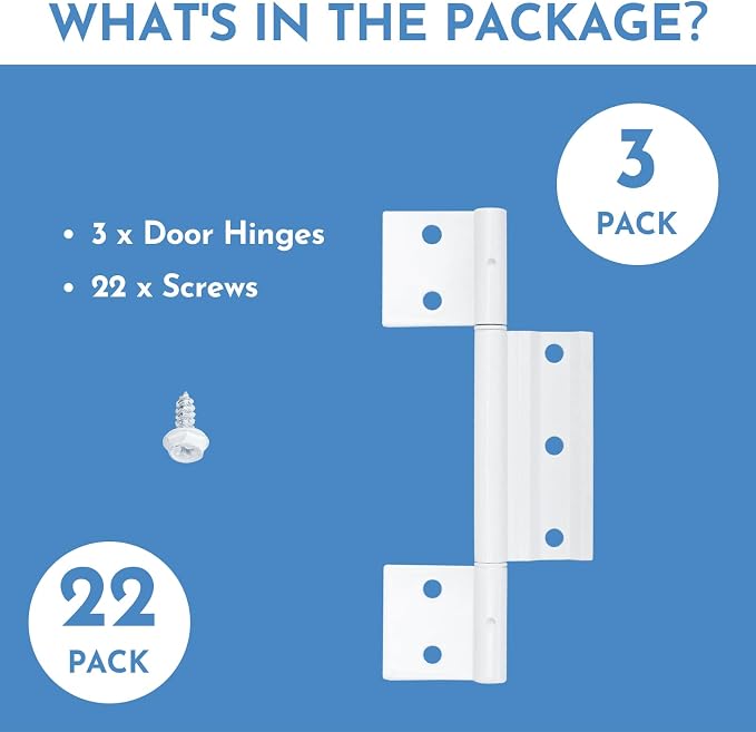 3Pack Screen Door Hinges, Aluminum 1/8 in. Grooved Center - Image 5