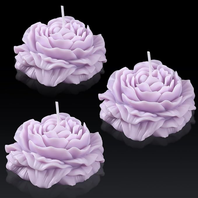 Roowest 3 Pcs Rose Flower Shaped Candles Soy Wax Handmade, Decorative by Roowest