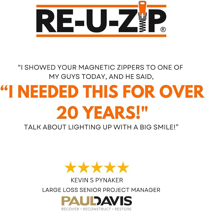 RE-U-ZIP® Reusable Magnetic Dust Barrier Zipper & Reusable Hook & Loop Dust - Image 2