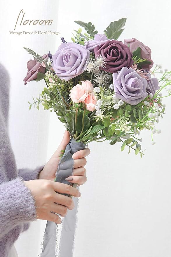 Artificial Flowers 25pcs Real Looking Lilac Foam Fake Roses - Image 3