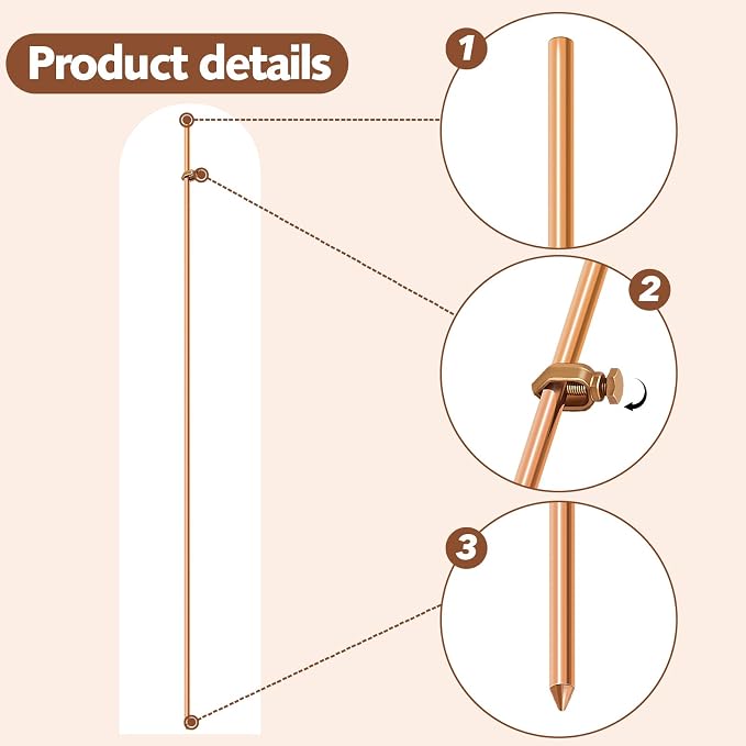 Gisafai 3 Pack 4 ft Grounding Rod - Image 3