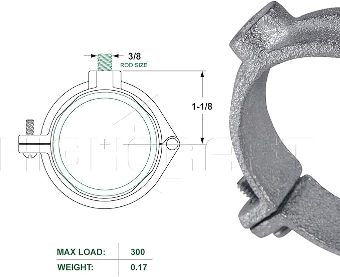 HIGHCRAFT HINGG-01-10 Industrial Decor Hinged Split Ring Pipe Hanger 1 in. - Image 7