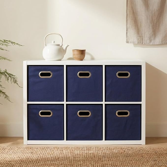 Household Essentials Fabric Storage Bins 6 Piece Set, Strong Poly-Woven Fabric - Image 5