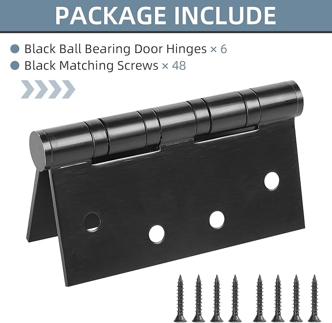 6 Pack Stainless Steel 4'' Door Hinges, 4in x 4in Heavy-Duty Ball Bearing Door - Image 5