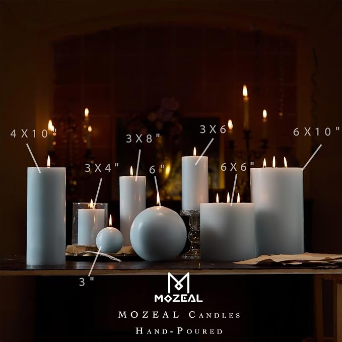 MOZEAL 3" x 4" Hand-Poured Unscented Baby Blue Candle, Dripless Sky Blue/Light - Image 4