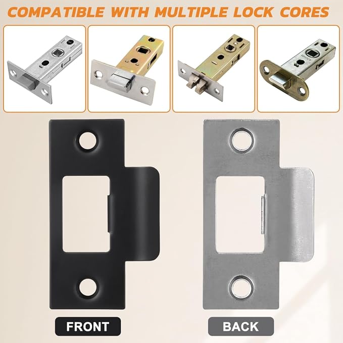 4pcs Door Strike Plate Black 2-3/4“ Deadbolt Strike Plate, Replacement Door - Image 5