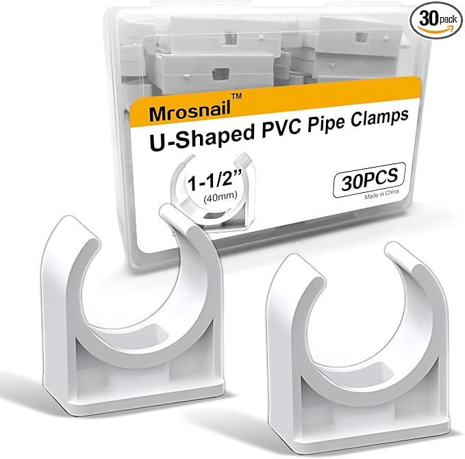 30PCS 40mm PVC Pipe Clamps, U-Shaped Pipe Clips by Mrosnail