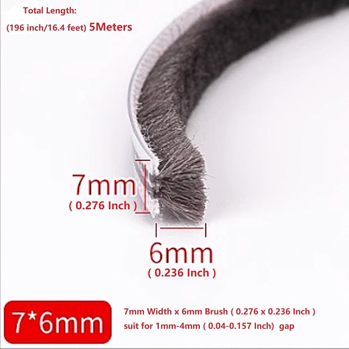 16 Ft 196 Inch Sliding sash Windows Doors Tape Pile Draught excluder Brush Seal - Image 2