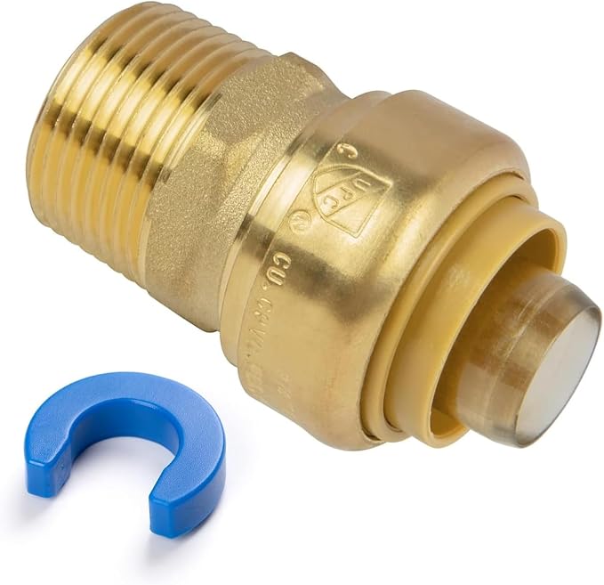 1" PTC to 1" NPT Male Adapter Push-Fit, Push to Connect Brass Plumbing Fitting by KAINGA