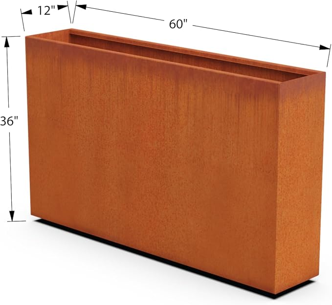 Large Rectangular Planters for Outdoor Plants | 60x12x36 Inch Corten Steel - Image 5