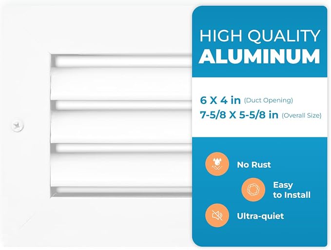 Rustproof 6 x 4 Inch Aluminum Vent Cover – Quiet Return Air Grille by Air360