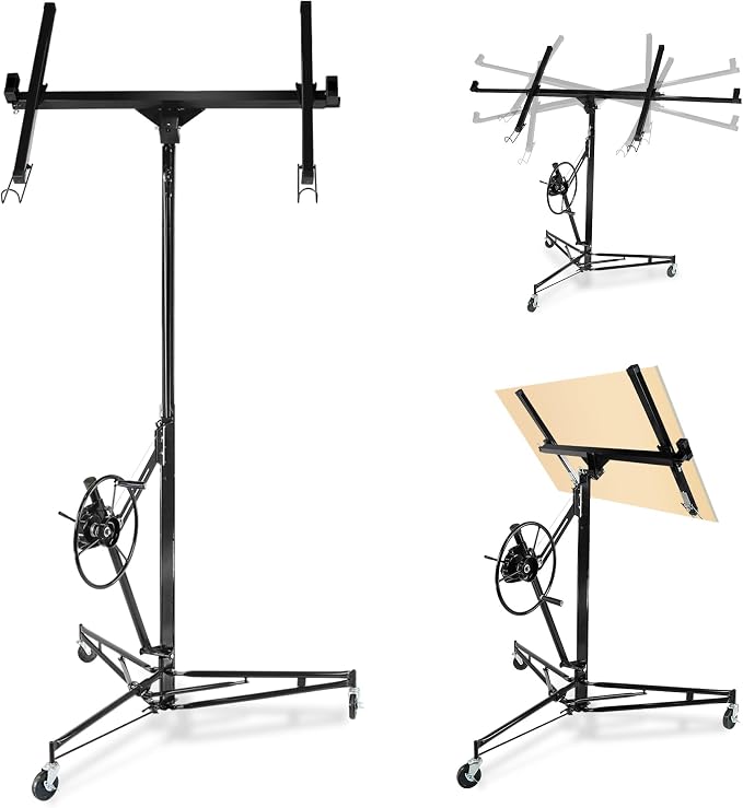One-Person Drywall Lift Panel Hoist, 150 Lb Heavy-Duty Steel Sheetrock Jack | by Unknown