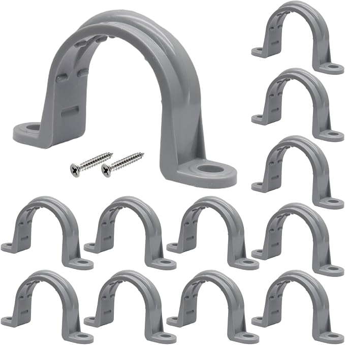 12pcs PVC Conduit Clamp 1 Inch Pipe Clamp | Plastic Pipe Strap Clamps, Two Hole - Image 2