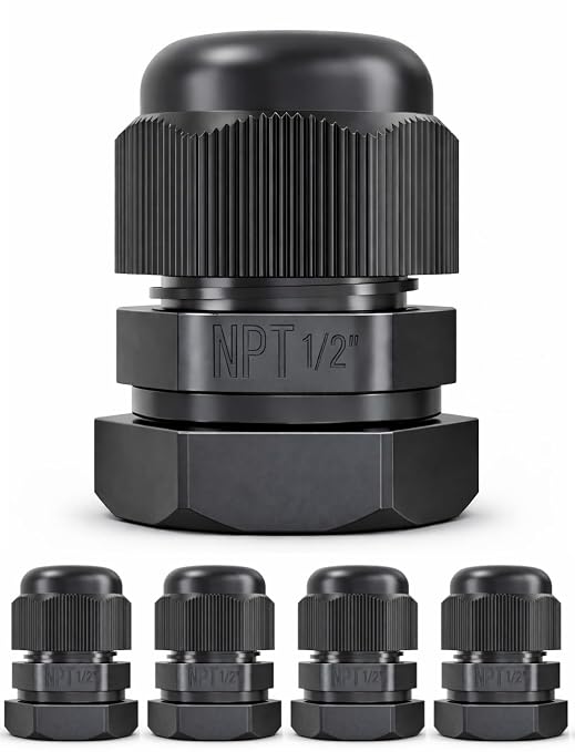 1/2" NPT Strain Relief Nylon Cord Grip Cable Glands by MGISpeedWare