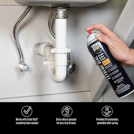 Great Stuff Extreme Seal Flexible Rubber Sealant Black 14 oz Aerosol - Image 3