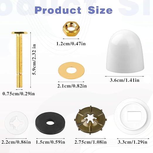 2 Pack Heavy Duty Toilet Floor Bolts and Caps, Solid Brass Closet Flange Bolt - Image 2