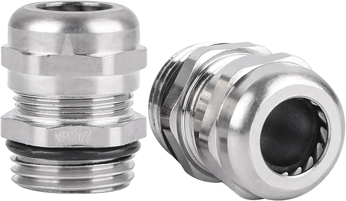 NPT 1/2" Nickel-Plated Copper Waterproof Cable Glands - Image 2