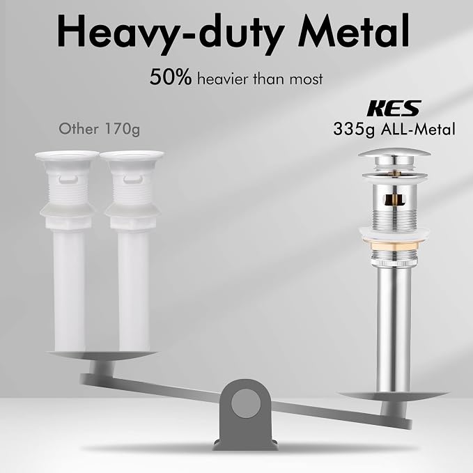 KES Bathroom Sink Drain with Overflow Vessel Vanity Sink Pop Up Drain Stopper - Image 3