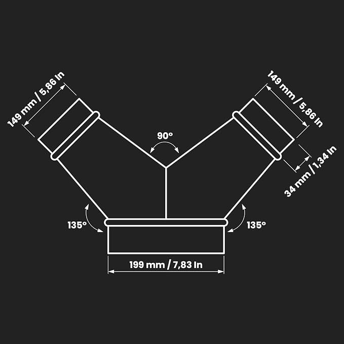 8" inch to 6" Inch Branches Y-Shape Ducting Splitter - Image 2