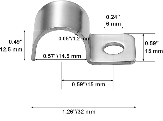 Conduit Pipe Clamps, 304 Ss Pipe Mounting Brackets, Metal One-Hole P-type Clips - Image 3