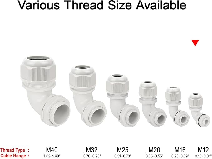 M12 Cable Gland, 90 Degree Adjustable 4-8mm Strain Relief, Cord Connectors - Image 6