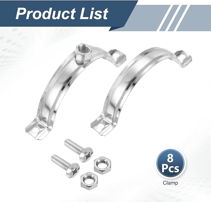 HARFINGTON 8 Pcs Adjustable Pipe Bracket Clamps 3-9/16" Stainless Steel Wall - Image 3