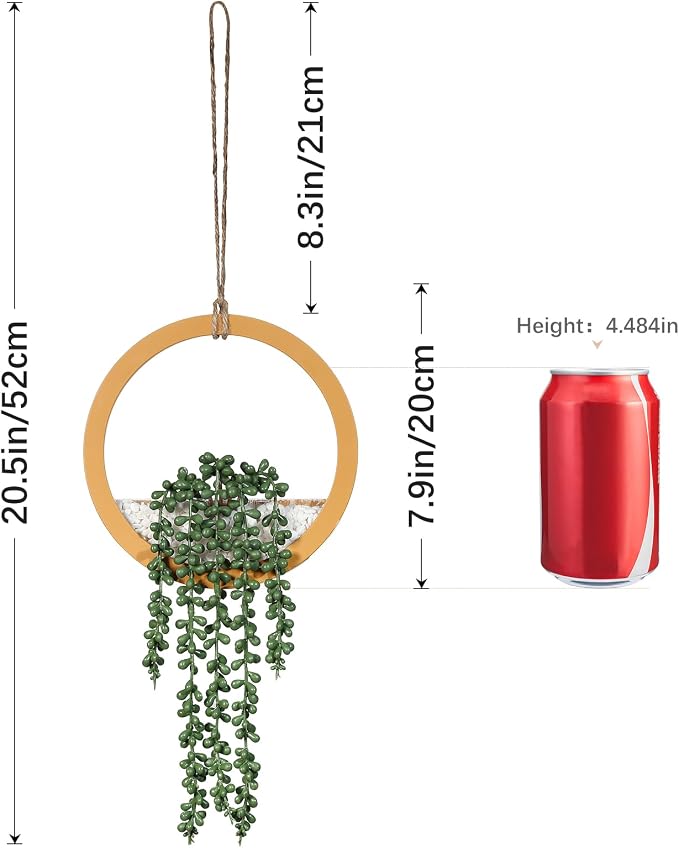 Boho Wall Decor, Indoor Hanging Planter Greenery Decor, Faux Succulent Wall - Image 3